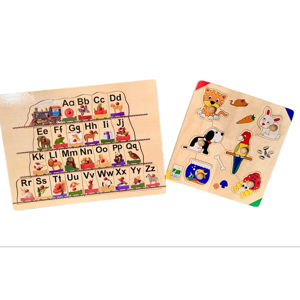 Vintage Wooden Puzzles The learning Journey Pets. Alphabet Puzzle with pictures